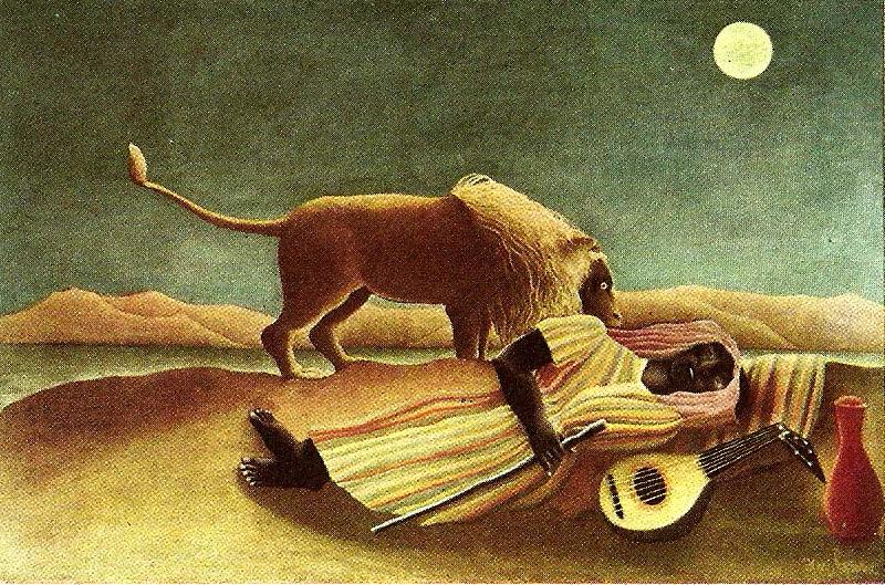 Henri Rousseau sovande zigenarkvinna oil painting image